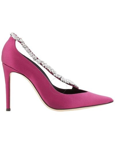 Giuseppe Zanotti Crystal Strap Pointed-toe Court Shoes - Purple