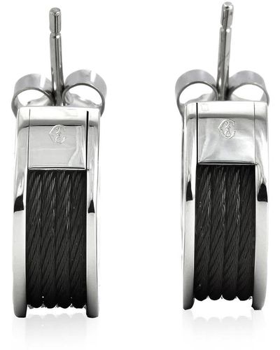 Charriol Forever Stainless Steel Pvd Cable Earrings - White