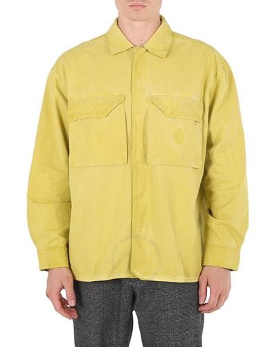 A_COLD_WALL* Cadmium Embroidered-logo Cotton Overshirt - Yellow