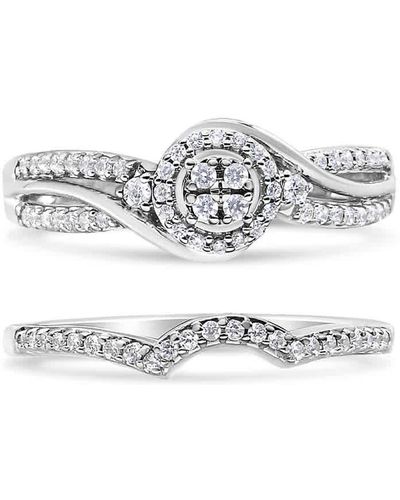 Haus of Brilliance .925 Sterling Silver 1/3 Cttw Composite Diamond Frame Bypass Bridal Set Ring - Metallic