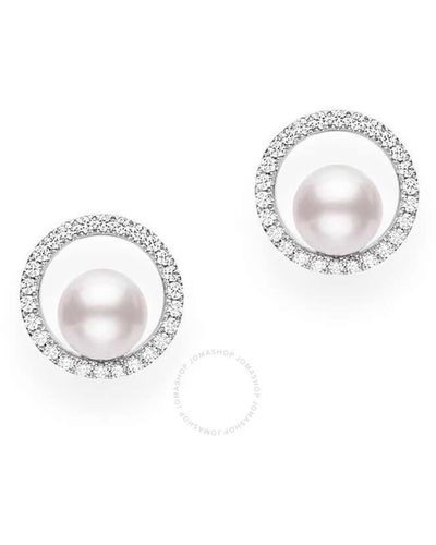 Mikimoto 18k Diamond Pave Studs - Metallic