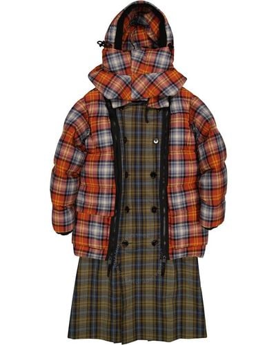 Burberry Sleeveless Check Trench Coat - Red