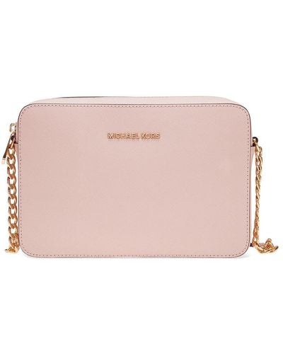 Michael Kors Large Saffiano Leather Dome Crossbody Bag in Pink