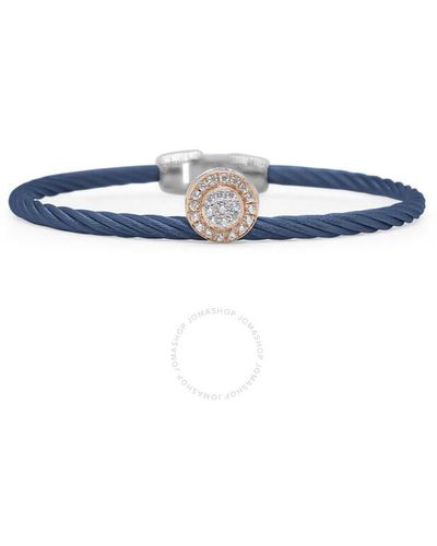 Alor Berry Cable Elevated Round Station Bracelet With 18kt Rose Gold & Diamonds - Blue