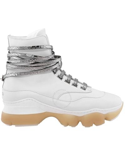 Giannico Kylie Calf Python Detail Trainers - White