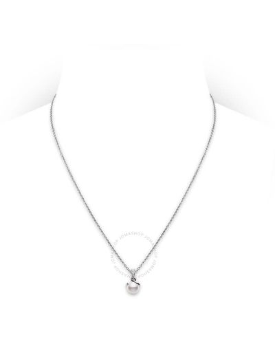 Mikimoto 18k White Gold 8mm Cultured Akoya Pearl & Diamond Twist Pendant Necklace - Metallic
