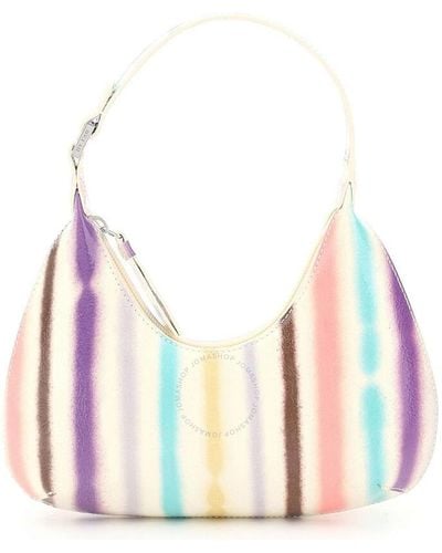 BY FAR Baby Amber Striped Leather Hobo Bag - Pink