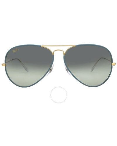 Ray-Ban Aviator Full Colour Legend Green/blue Gradient Sunglasses Rb3025jm 9196bh 62 - Grey