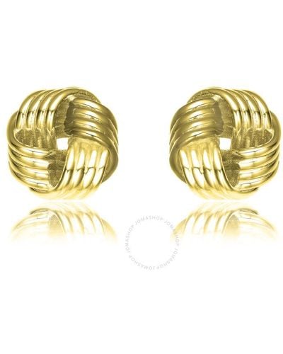 Rachel Glauber 14k Gold Plated Twisted Button Stud Earrings - Metallic