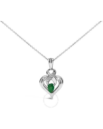 Haus of Brilliance .925 Sterling Silver 6x4mm Pear Emerald - Metallic