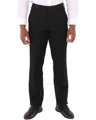 Burberry Silk Satin Side Stripes Wool Silk Classic-fit Tailored Pants - Black