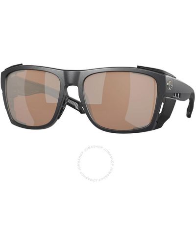 Costa Del Mar King Tide 6 Copper Silver Mirror Polarized Glass Wrap Sunglasses 6s9112 911203 58 - Grey