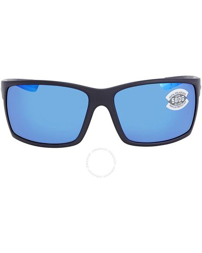 Costa Del Mar Reefton Blue Mirror Polarized Glass Rectangular Sunglasses Rft 01 Obmglp 64