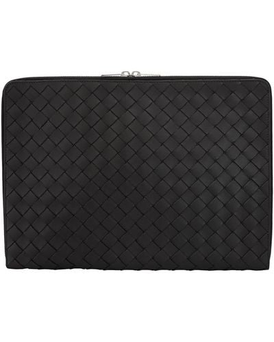 Bottega Veneta Black Intrecciato Leather Macbook Case