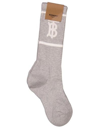 Burberry Monogram Motif Intarsia Socks - Grey