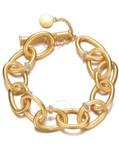 Rachel Glauber 14k Gold Plated Cubic Zirconia Chain Bracelet - Metallic