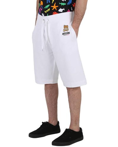 Moschino Teddy Logo Embroidered Drawstring Shorts - White