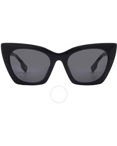 Burberry Marianne Dark Gray Cat Eye Sunglasses Be4372u 300187 52 - Black