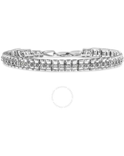 Haus of Brilliance .925 Sterling Silver 2.0 Cttw Diamond Double-link 7'' Tennis Bracelet - White