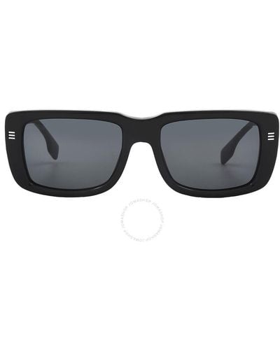 Burberry Jarvis Dark Gray Rectangular Sunglasses Be4376u 300187 55 - Black