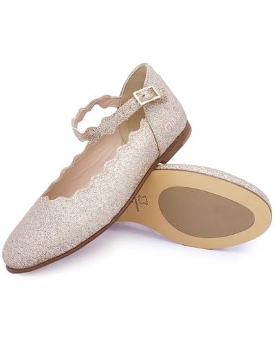 Chloé Girls Glitter-detail Ballerina Shoes - Natural