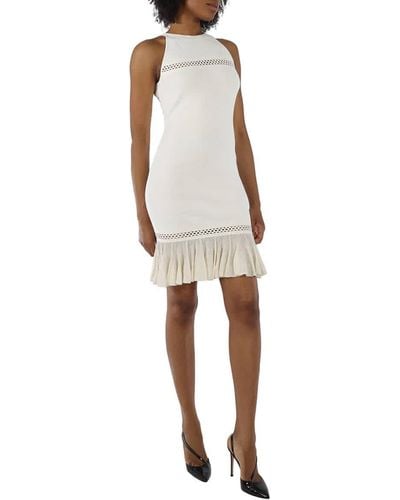 Roberto Cavalli Natural Jacquard Knit Mini Dress - White