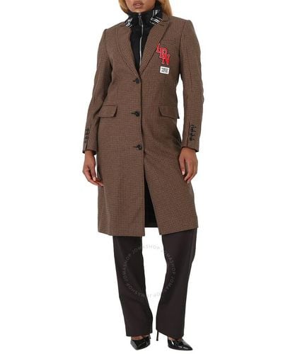 Burberry Tarrel Houndstooth Check Tailored Coat - Brown
