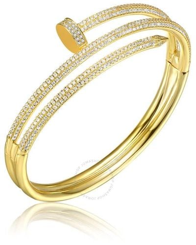 Rachel Glauber Gold Plated Cubic Zirconia Bangle Bracelet - Metallic