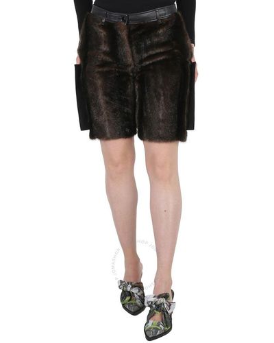 Burberry Faux Fur Paneled Shorts - Black