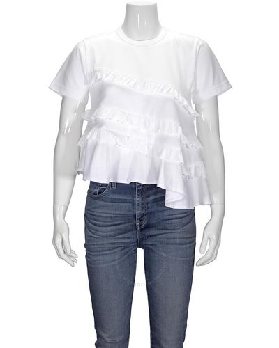 Comme des Garçons Girl Asymetric Short Sleeve Ruffle T-shirt - White