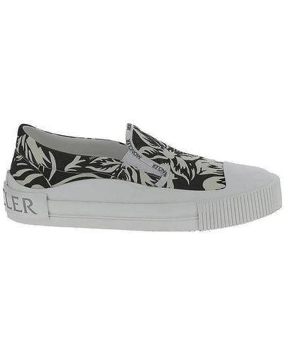 Moncler Glissiere Floral Print Slip-on Sneakers - Gray