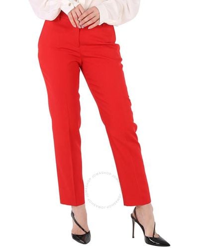 Burberry Bright High-waisted Wool Tailo Trousers - Red