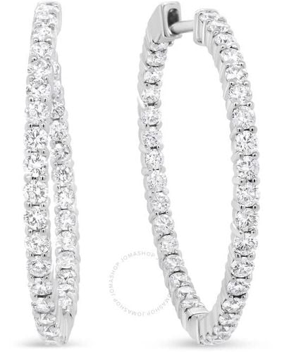 Haus of Brilliance 18k White Gold 3 5/8 Cttw Round Diamond Curved Inside-outside Hoop Earrings