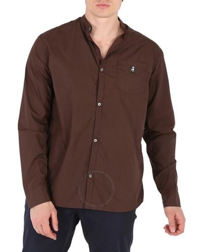Undercover Patch Detail Ruched Cotton Shirt - Brown