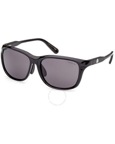 Moncler Smoke Rectangular Sunglasses Ml0234-k 01a 60 - Black