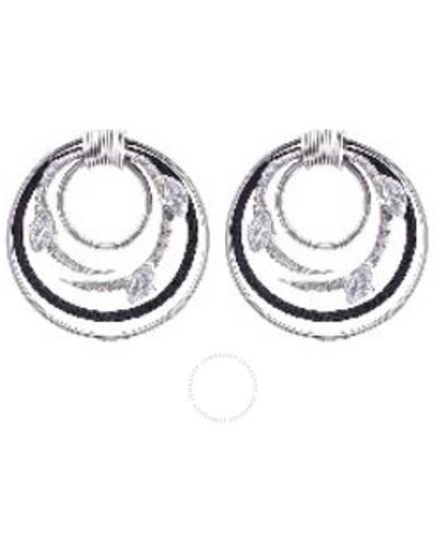 Charriol Tango White Cz Stones Steel Black Pvd Cable Earrings - Metallic