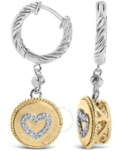 Haus of Brilliance 18k Yellow Gold Plated .925 Sterling Silver 1/8 Cttw Diamond Heart Medallion Drop - Metallic