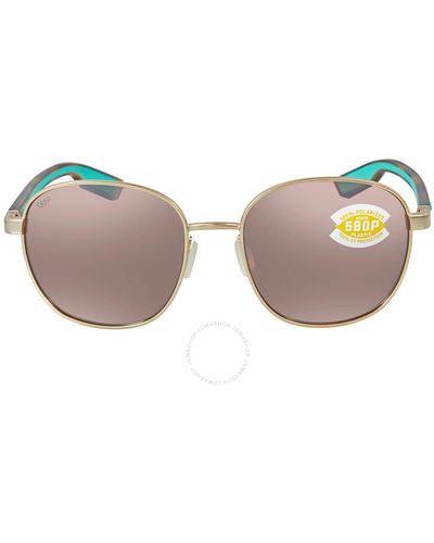 Costa Del Mar Egret Copper Silver Mirror Polarized Polycarbonate Sunglasses Egr 296 Oscp 55 - Pink