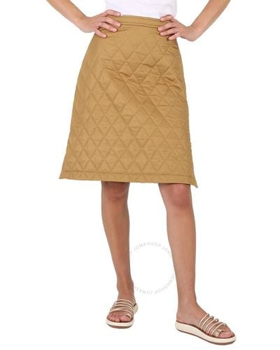 Burberry Gail Camel Diamond-quilted A-line Skirt - Natural