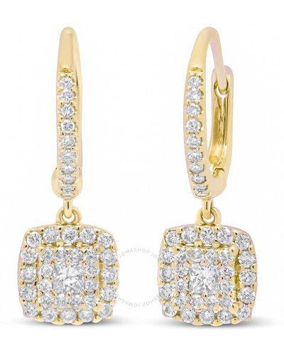 Haus of Brilliance 14k Yellow Gold 5/8 Cttw Invisible-set Princess Diamond Square Halo Dangle Earring - Metallic