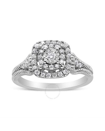 Haus of Brilliance .925 Sterling Silver 1/3 Cttw Miracle Set Round-cut Diamond Cocktail Ring - Metallic