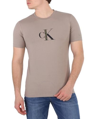 Calvin Klein Perfect Taupe Archival Institutional Logo T-shirt - Grey