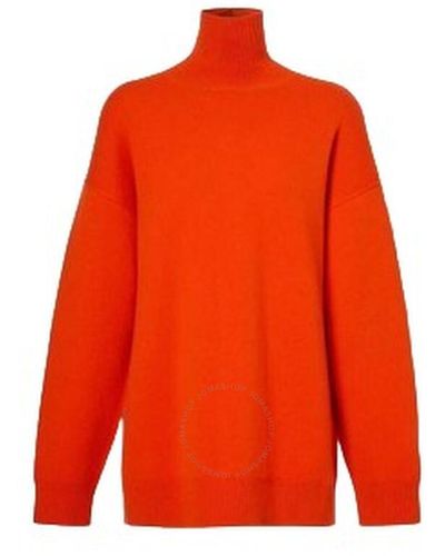 Burberry Cashmere-blend Monogram Motif Furnel Neck Sweater - Orange