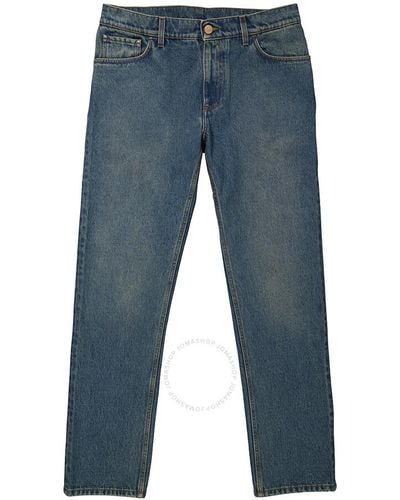 Burberry Straight Fit Washed Denim Jeans - Blue