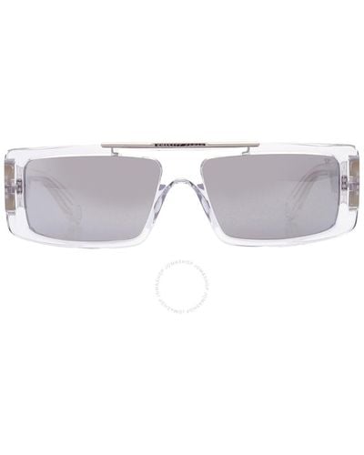 Philipp Plein Silver Mirror Rectangular Sunglasses Spp003v 880x 58 - Metallic