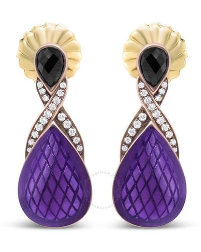 Haus of Brilliance 18k Re Gold Flash Plated .925 Sterling Silver Purple Enamel 1/5 Cttw Diamond