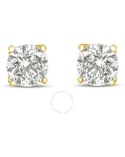 Haus of Brilliance 14k Gold 1.0 Cttw Round Brilliant Cut Lab Grown White Diamond 4-prong Classic Solitaire Stud Earrings - Metallic