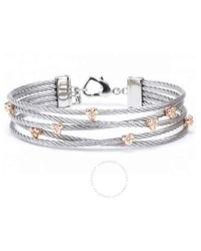 Charriol Alia Stainless Steel Rose Gold Pvd Cable Bracelet - White