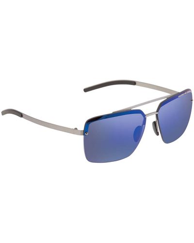 Porsche Design Blue Silver Mirror Navigator Sunglasses  C 60