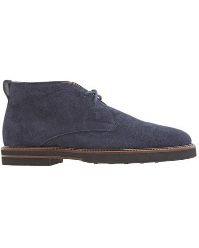 Tod's Galaxy Suede Lace-up Derby Boots - Blue